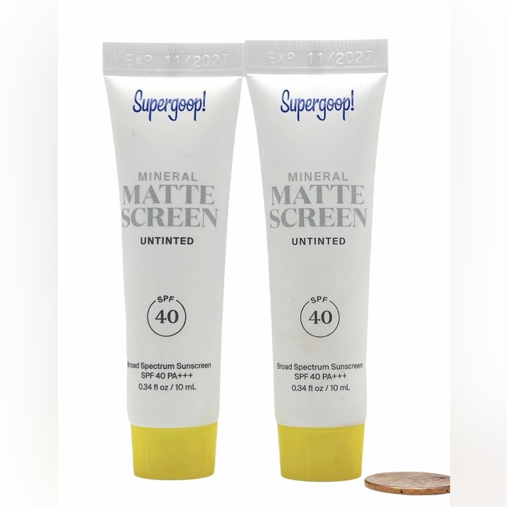 Supergoop! 🤩 New Mineral Matte Screen SPF 40 Untinted Sunscreen 0.34 oz x2